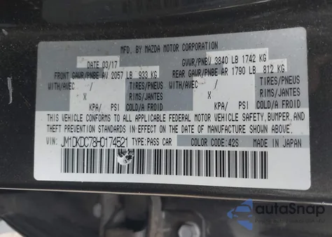 2017 Mazda Cx-3 Touring from USA, damaged, VIN JM1DKDC78H0174521